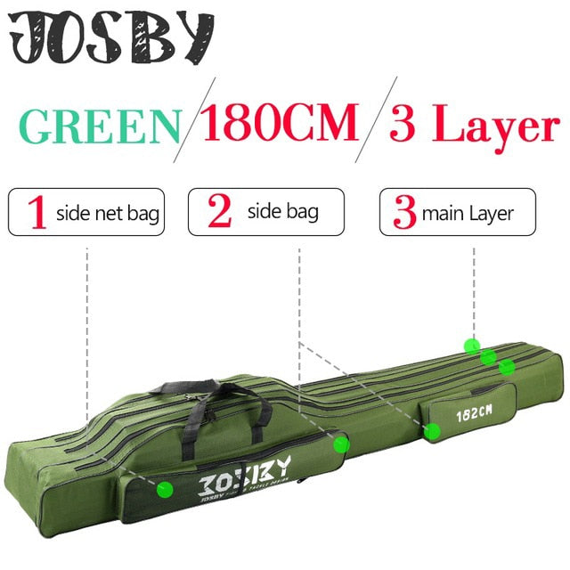 Portable Foldable Fishing Rod Carrier Fish Pole Tools Storage Bag Case