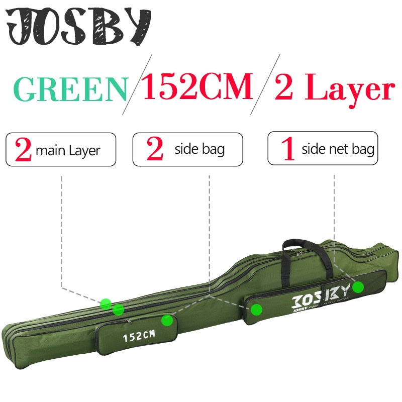 Portable Foldable Fishing Rod Carrier Fish Pole Tools Storage Bag Case