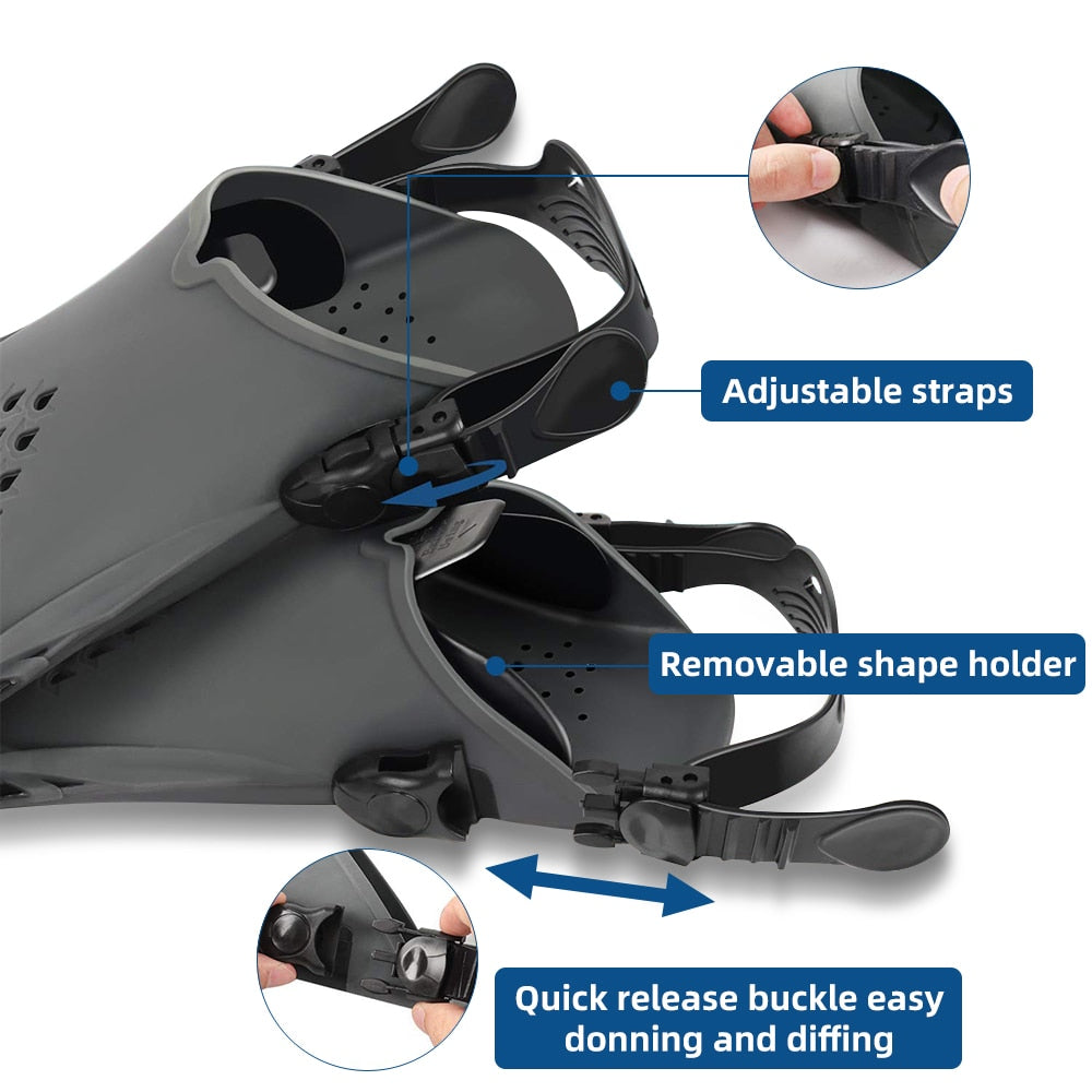 Adjustable Short Adult Snorkel Foot Swimming Flippers