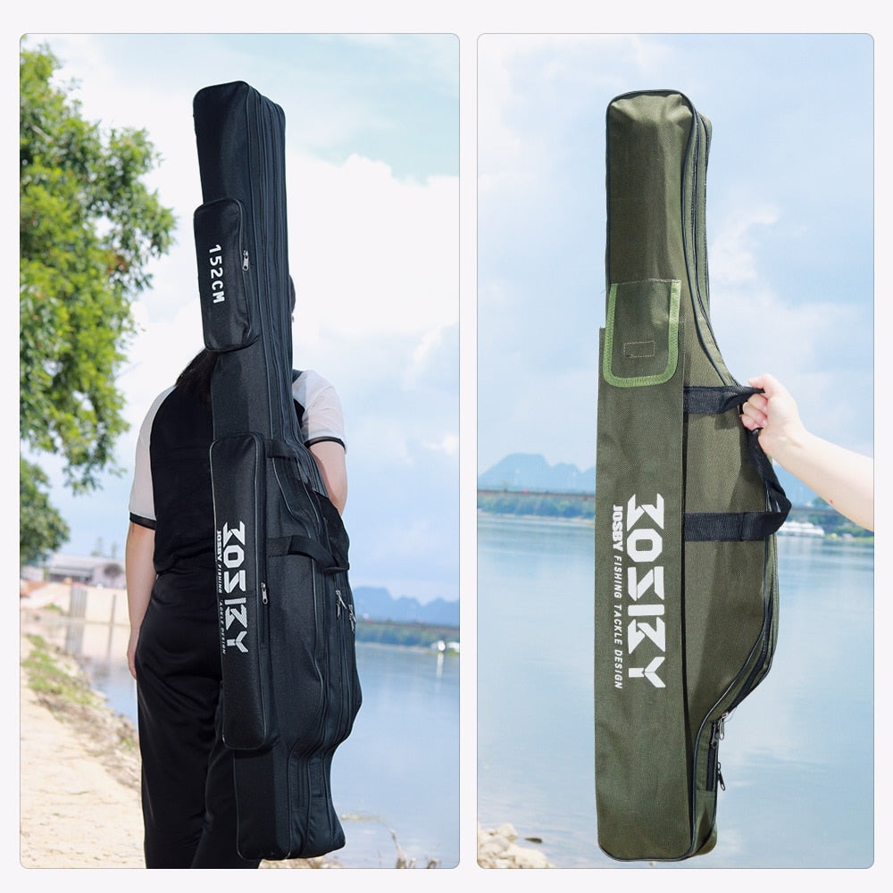 Portable Foldable Fishing Rod Carrier Fish Pole Tools Storage Bag Case