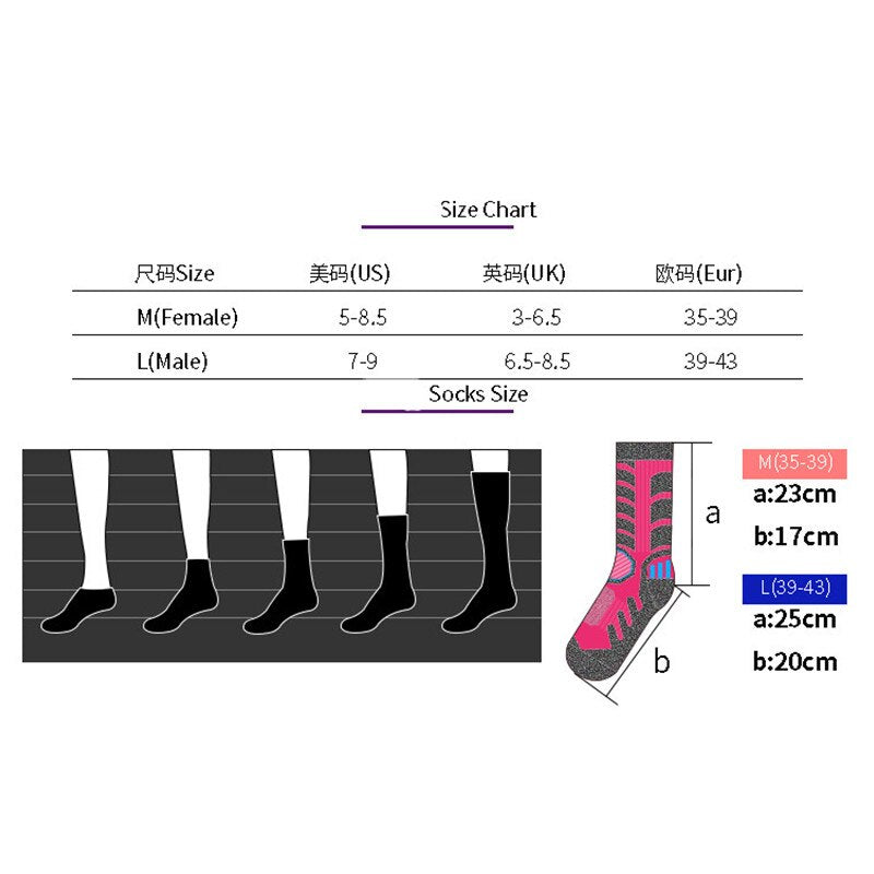 Winter Cotton Thermal Ski Socks