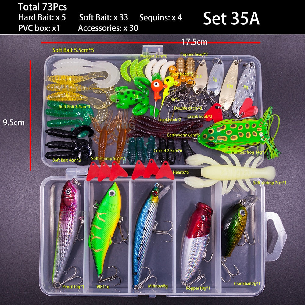 New Mixed Fishing Lure Set Soft and Hard Bait Kit