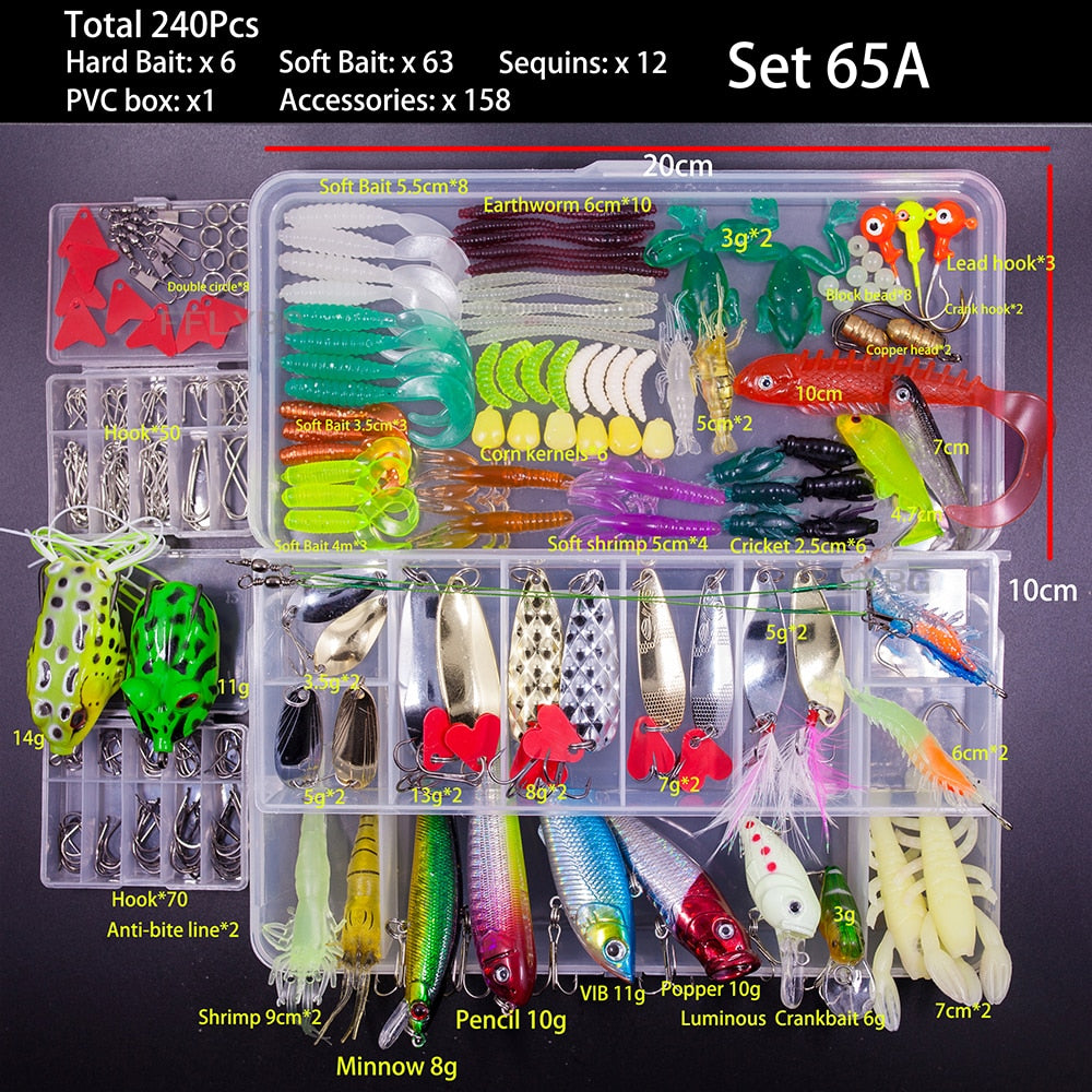 New Mixed Fishing Lure Set Soft and Hard Bait Kit