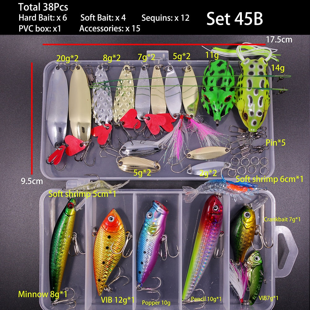 New Mixed Fishing Lure Set Soft and Hard Bait Kit