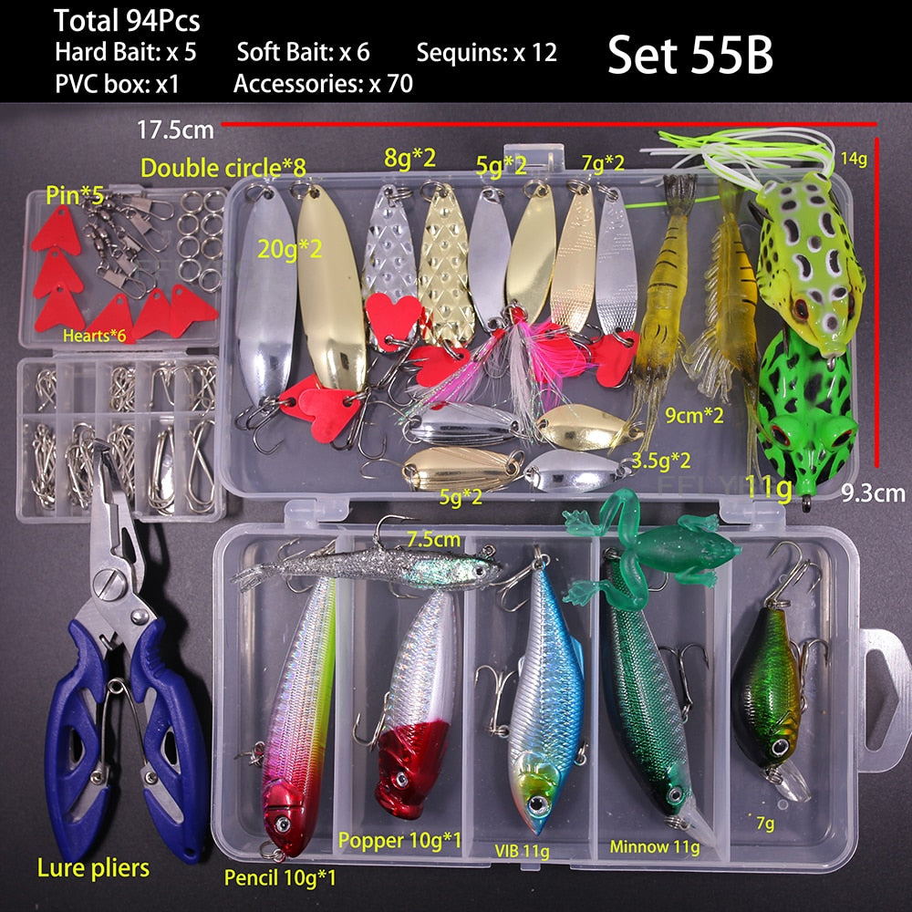 New Mixed Fishing Lure Set Soft and Hard Bait Kit
