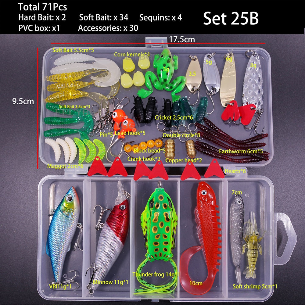 New Mixed Fishing Lure Set Soft and Hard Bait Kit