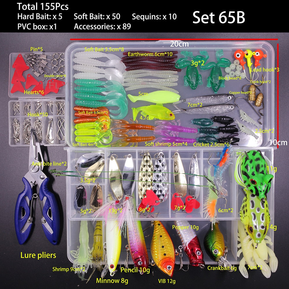 New Mixed Fishing Lure Set Soft and Hard Bait Kit