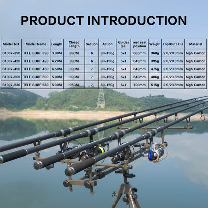 Telescopic SURF Spinning Fishing Rod