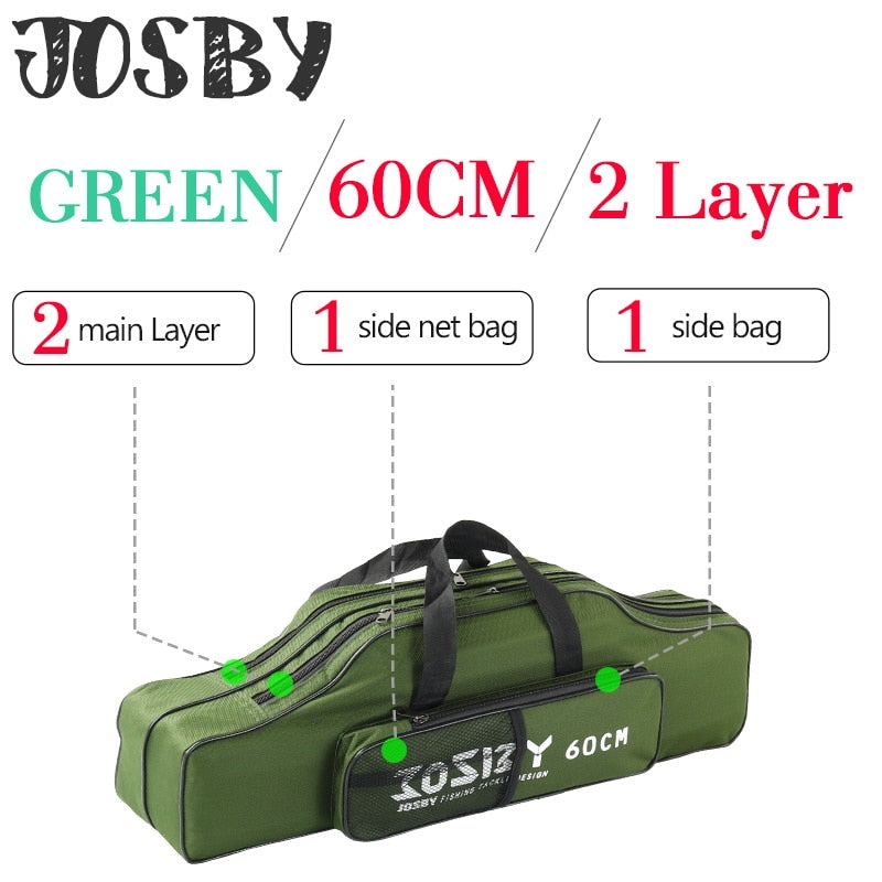 Portable Foldable Fishing Rod Carrier Fish Pole Tools Storage Bag Case