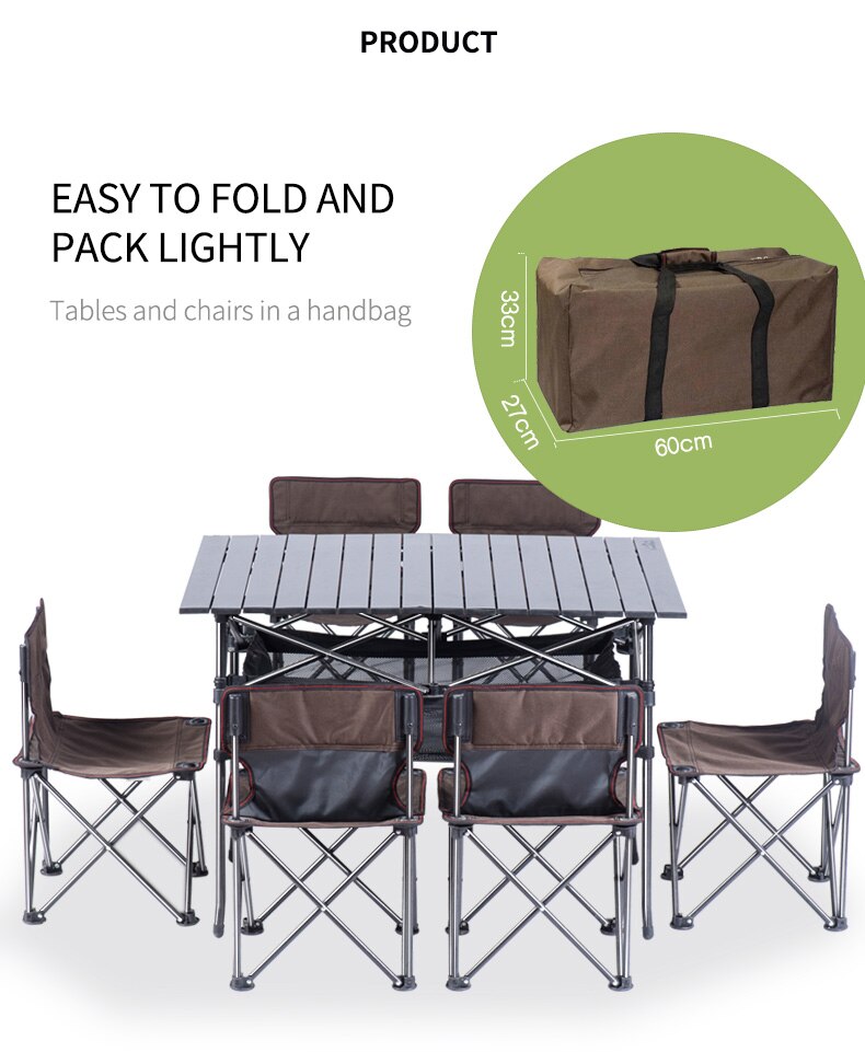 Portable 4-6 Persons Folding Camping Table Chairs