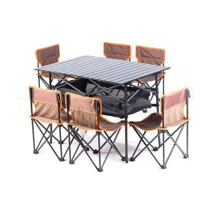 Portable 4-6 Persons Folding Camping Table Chairs