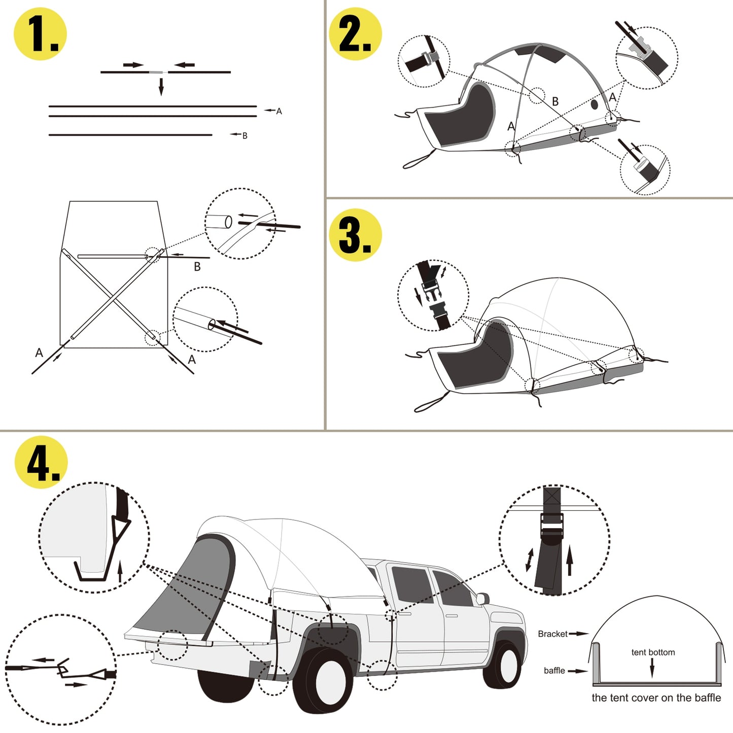 5-8ft waterproof truck tent