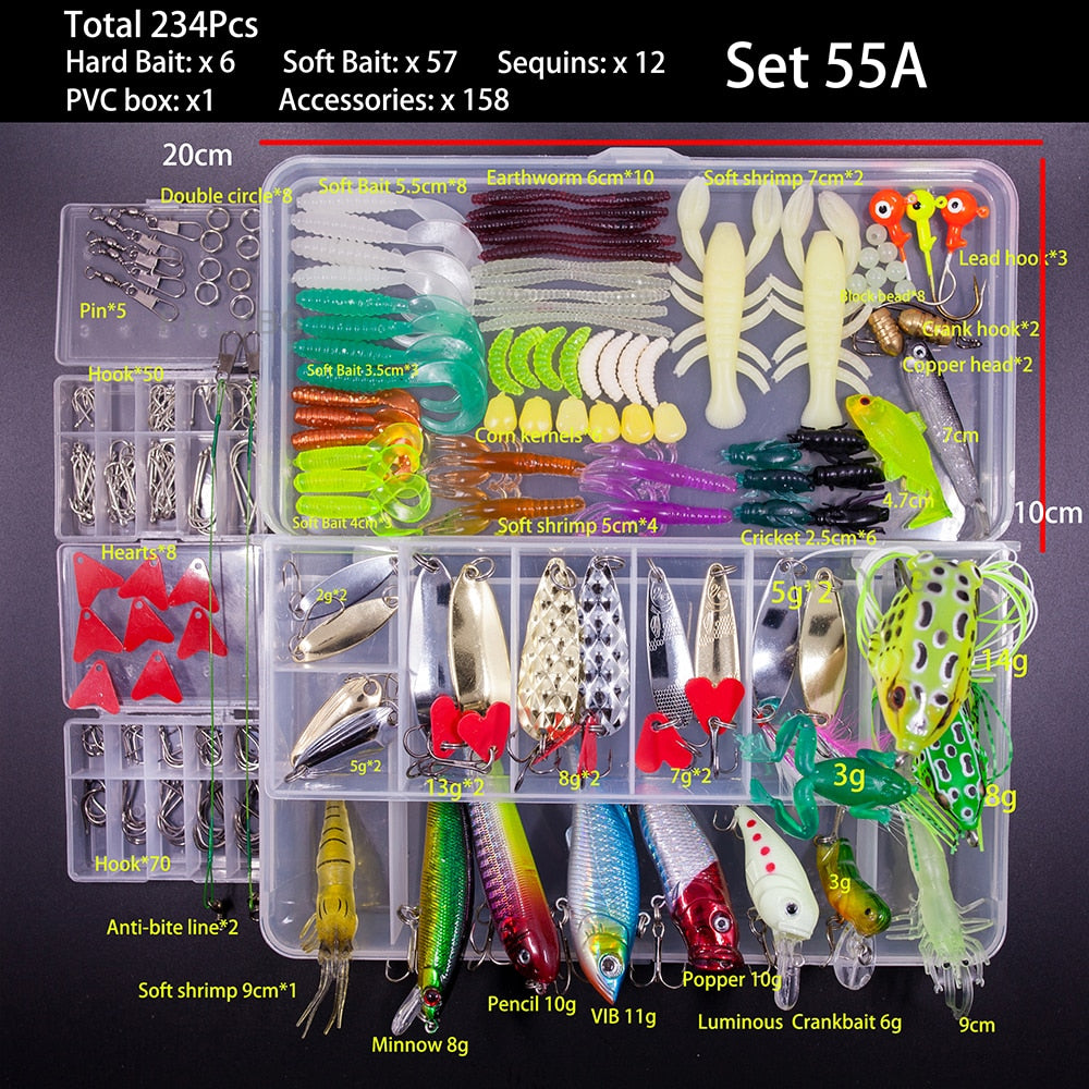 New Mixed Fishing Lure Set Soft and Hard Bait Kit