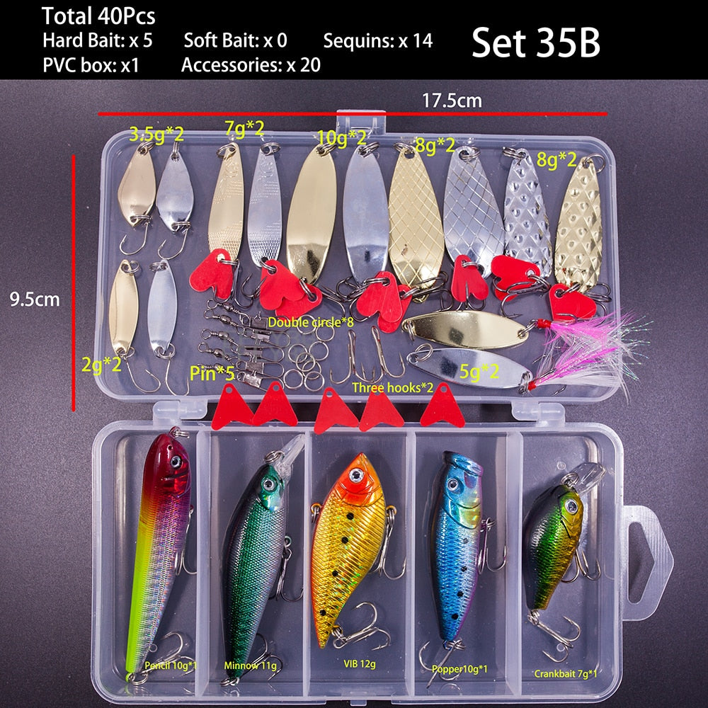 New Mixed Fishing Lure Set Soft and Hard Bait Kit