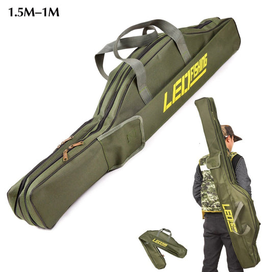 Portable Foldable Fishing Rod Carrier Fish Pole Tools Storage Bag Case