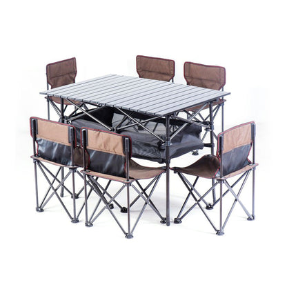 Portable 4-6 Persons Folding Camping Table Chairs