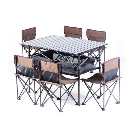 Portable 4-6 Persons Folding Camping Table Chairs